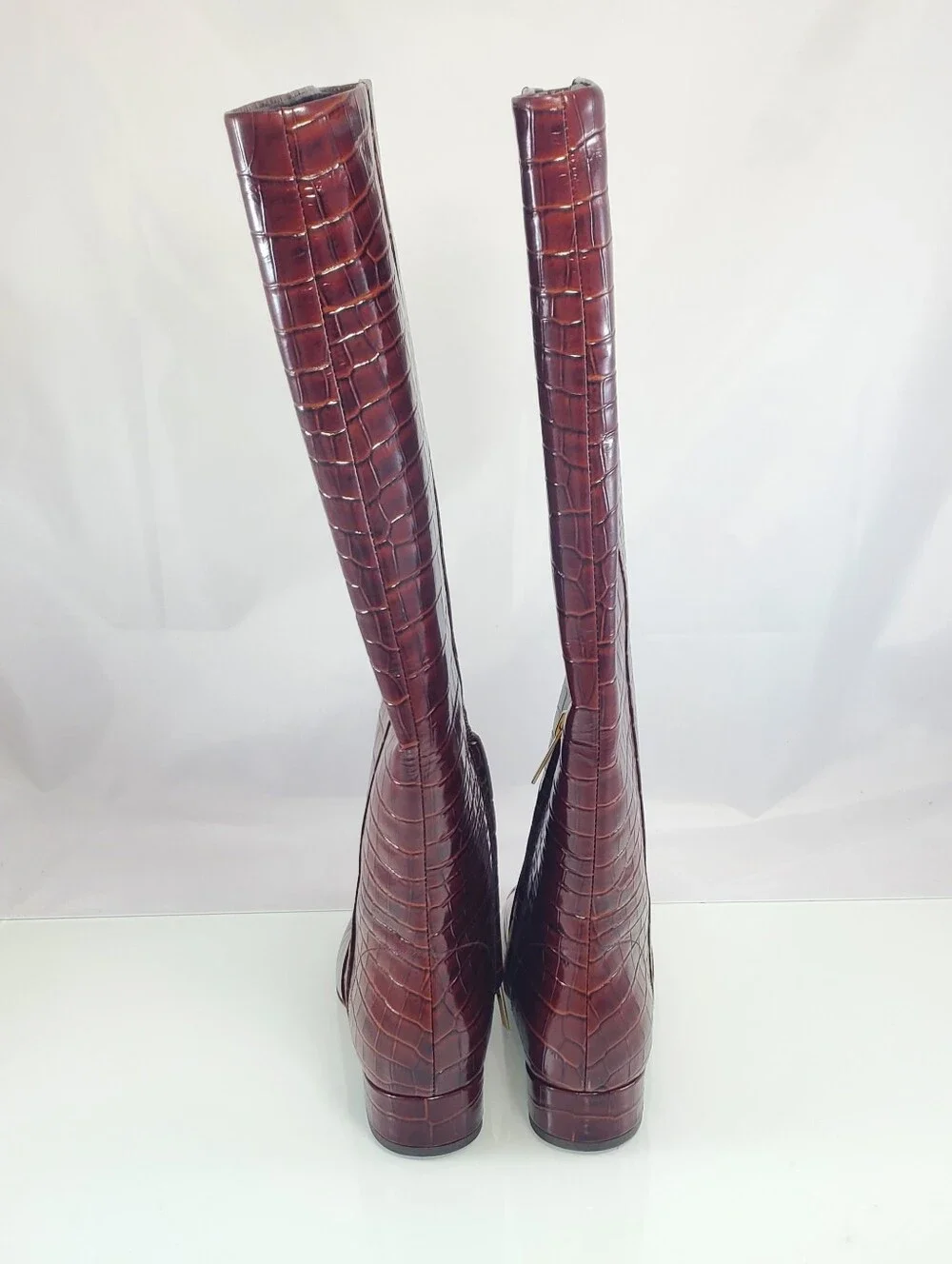 NWT$795 Veronica Beard Cecile Croc Embossed Knee High Boots Sz 6.5